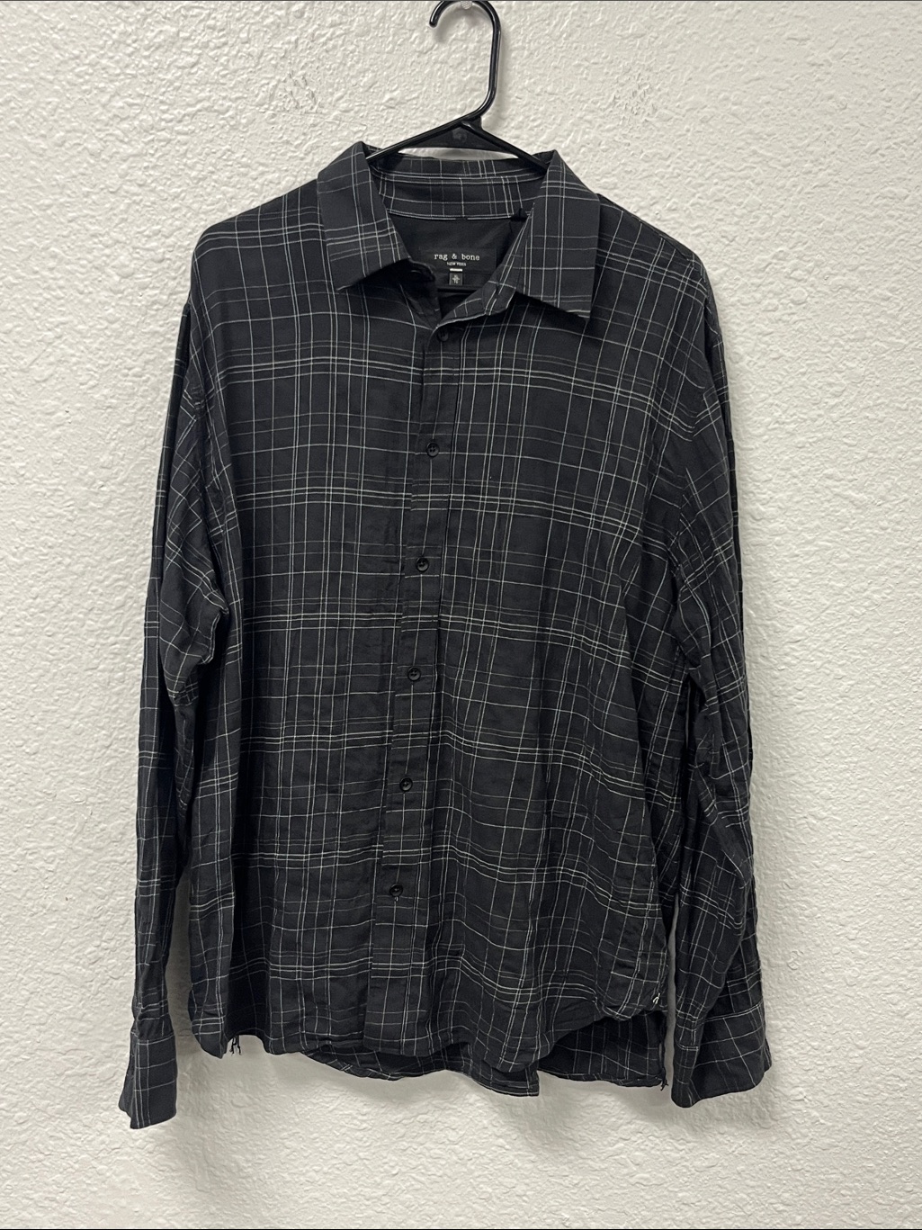 Rag & Bone Black Plaid Button-Down Shirt